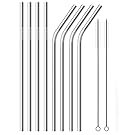 Edelstahl Strohhalme Set von 8 mit 2 freie Reinigungsbürste Inbegriffen, 10,5 Zoll Wiederverwendbares Trinkhalm (4 Straight und 4 Bend) Für alle Yeti Ozark Trail SIC & RTIC Tumblers Cold Beverage.