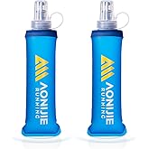 AONIJIE Running Water Bottle 2PCS 250ml/8.5oz Soft Flask TPU Collapsible Water Bottles, BPA-Free Foldable Leak-Proof Bottle for Hydration Pack, Running Vest, Hiking & Cycling