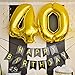 40th Birthday Party Pack – Black & Gold Happy Birthday Bunting, Poms, and Swirls Pack- Birthday Decorations – 40th Birthday Party Supplies