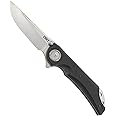 CRKT Seismic EDC Folding Pocket Knife: Heavy Duty Everyday Carry, Satin Blade, Flipper Open, Deadbolt Button Lock, IKBS Ball Bearing Pivot, G10 Handle, Deep Carry Pocket Clip 5401