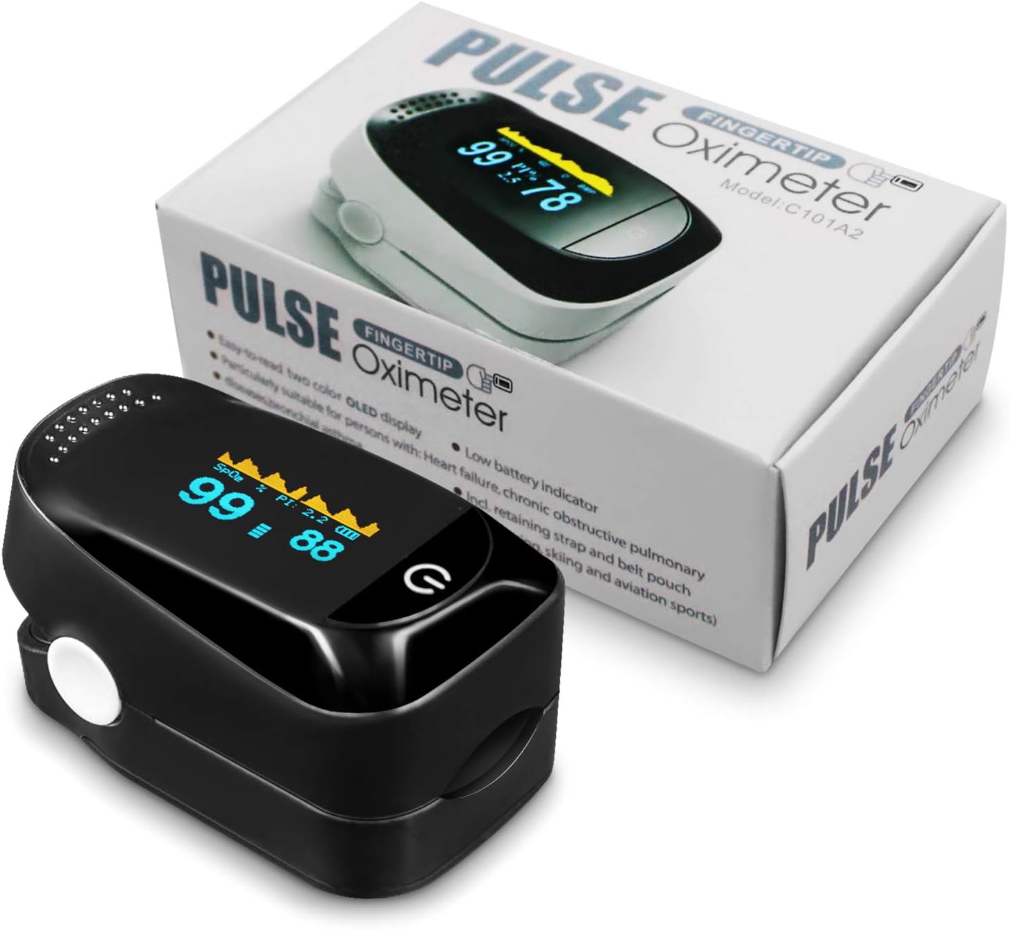 Blood Oxygen Saturation Monitor (SpO2) with Pulse Rate Measurements, Portable Digital Reading LED Display: Health & Personal Care