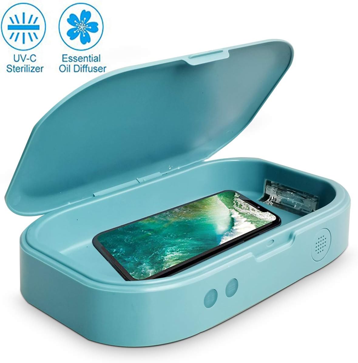 UV Cell Phone Sanitizer, Portable Cell Phone Sterilizer,Aromatherapy Function Disinfector, Phone Cleaner Box for All iPhone Android Cellphone Toothbrush Salon Tools Jewelry Watches