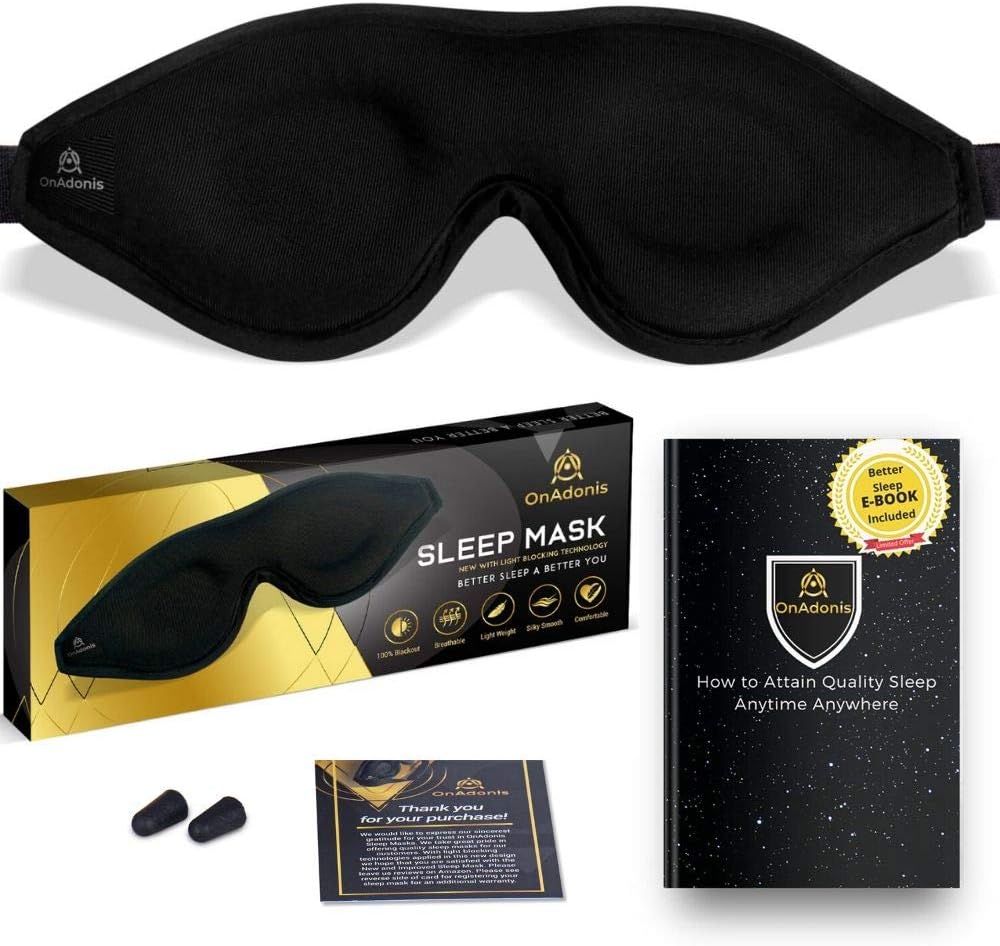 OnAdonis Sleep Mask-Blackout Eye Mask for Sleeping, Quality Comfort 3d Concave No Eyelid Pressure Eye Cover for Men Women Travel Yoga Meditation