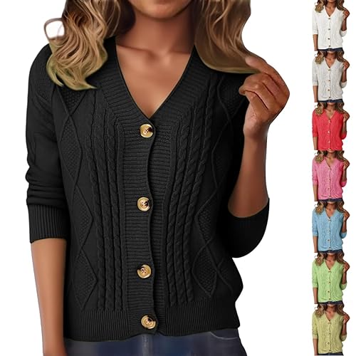 women's cardigans, Cardigans For Women UK Casual V Neck Sweaters Spring Autumn Winter Long Sleeve Knitted Cozy Cardigan Sweater Hoodies Ladies Fashion Cashmere Blouses Outfits Clothing