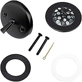 Matte Black Trip Lever Tub Trim Kit Set with Trip Lever Overflow Face Plate, No putty Gasket,Trip Lever Bathtub Drain with St