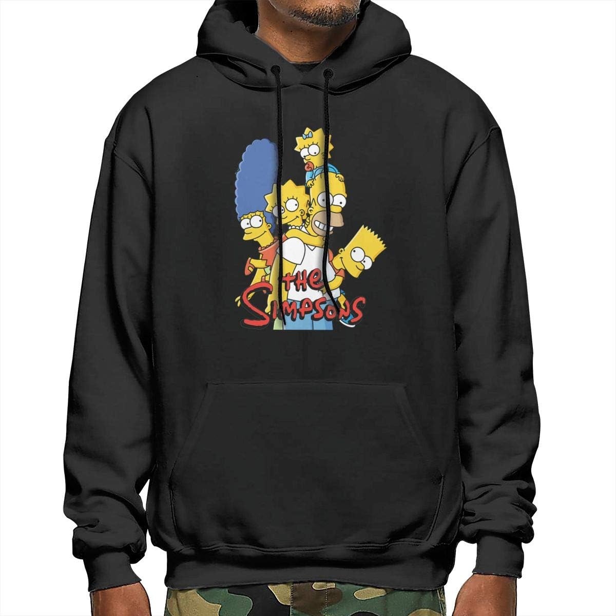 Mens Photo of Sim_psons Classical Kangaroo Pocket Hoodie with Hat for Winter