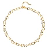 Gold Choker Necklaces for Women Trendy 14K Gold Plated Heart Chain Necklace Fashion Simple Collar Accessories Valentine's Day Jewelry Gifts (Gold)