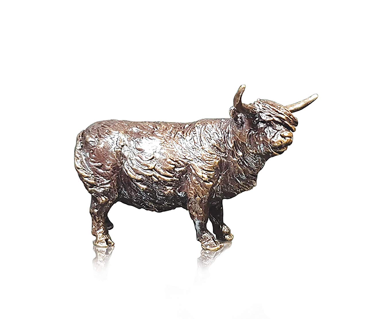 2092 Highland Cow Solid Bronze Miniature Statue Sculpture Figure - 4.5 x 2.7 x 2.2 cm