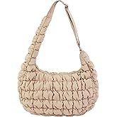 WOVTATOO Quilted Puffer Purse for Women Crescent Bag Small Puffer Shoulder Bag Puffy Hobo Bag