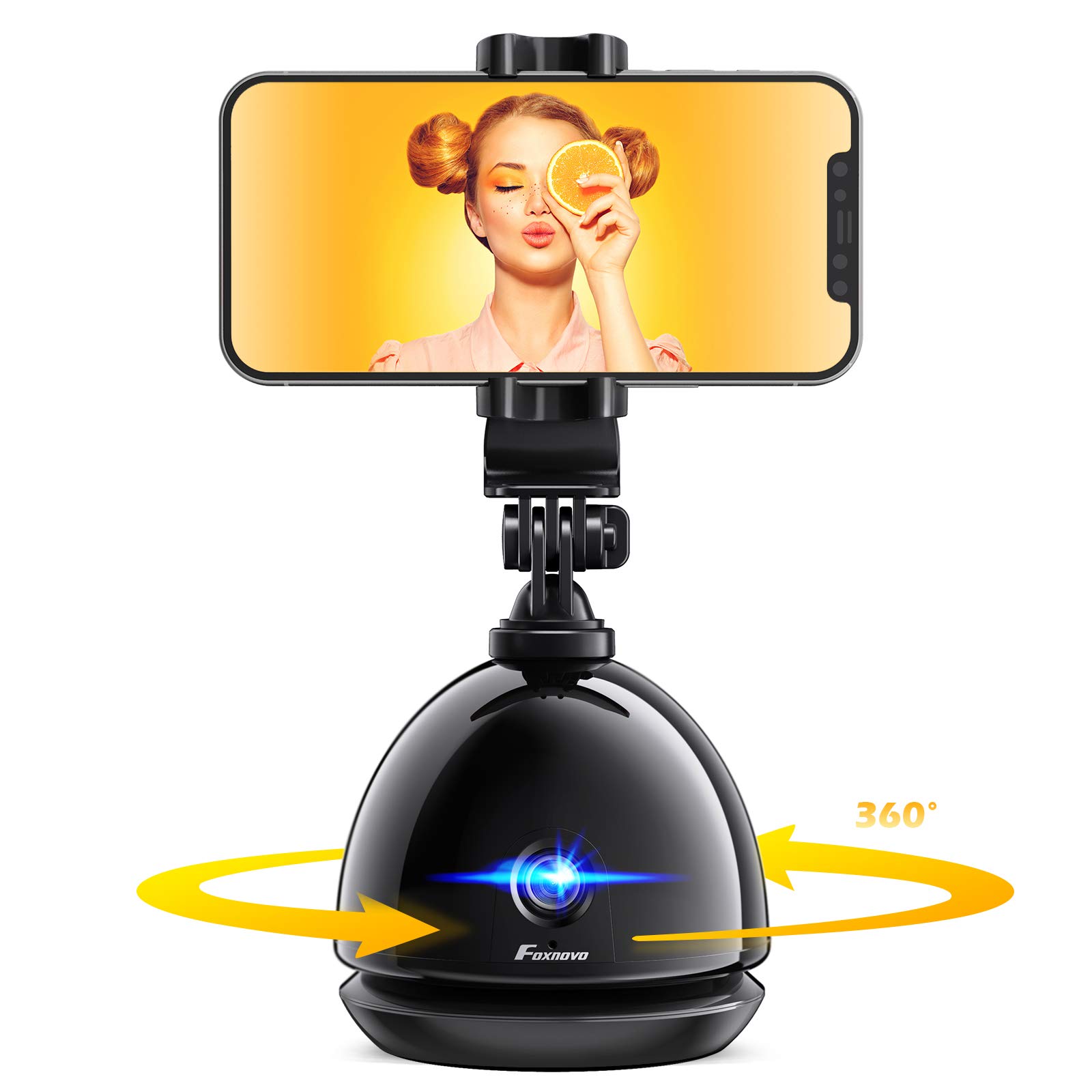 Smart Tracking Phone Camera Tripod: Foxnovo Auto Face Tracking Holder NO APP Required Selfie Stick Stabilizer iPhone Video Recording YouTube TIK Tok 360° Auto Face Tracker Rotation Cell Phone Stand