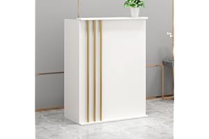 LXURY Office Reception Desk, Small Reception Desk for Small Spaces, Modern Reception Desk, for Salon Lobby Checkout Office, White