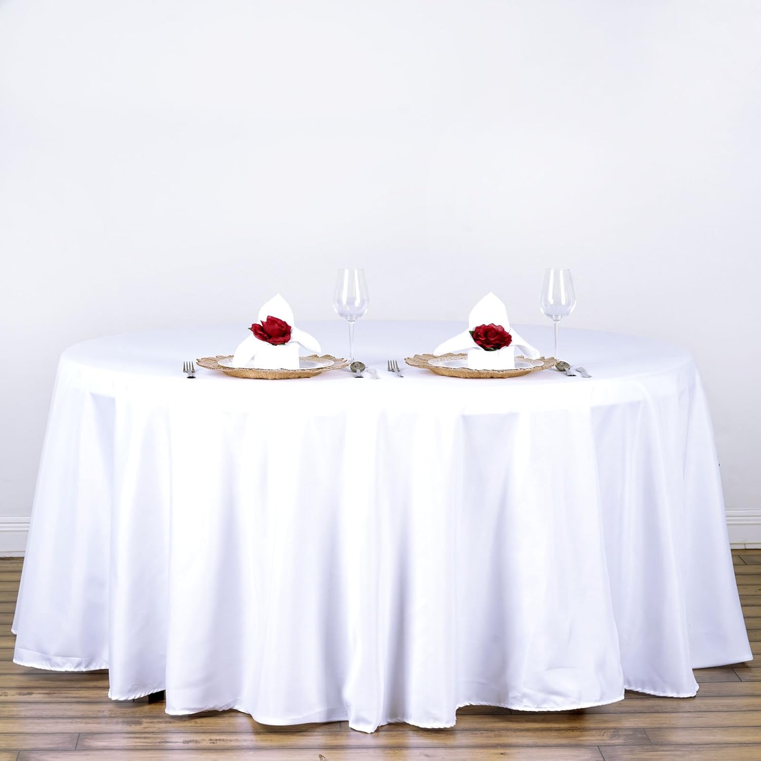 Lumaycens 10-pack witte ronde tafelkleden, 120 inch rond tafelkleed wasbaar en herbruikbaar vlek- en kreukbestendig polyester voor bruiloft feest banket camping restaurant decoratie