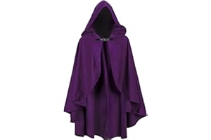 lckellong Renaissance Hooded Cloak Medieval Hooded Cloak Short with Curve Adult Men Women Men Halloween Medieval Costume