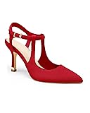 Coutgo Womens High Heels Pointed Toe Ankle Strap