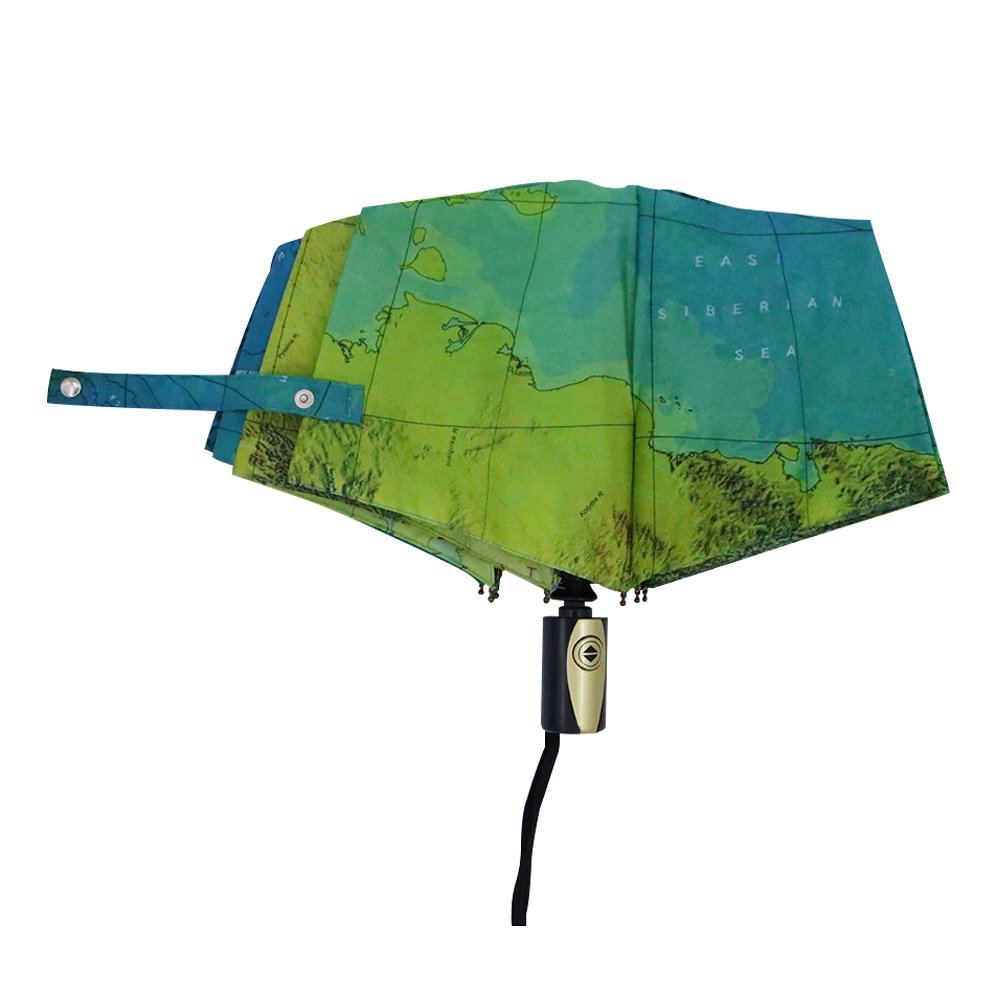 Elehere World Map Umbrella Automatic Folding Reinforced Windproof UV-coating 3 Fold with Bag Travel Umbrella Fordable & Portable Parasol with Ultra Comfort Handle