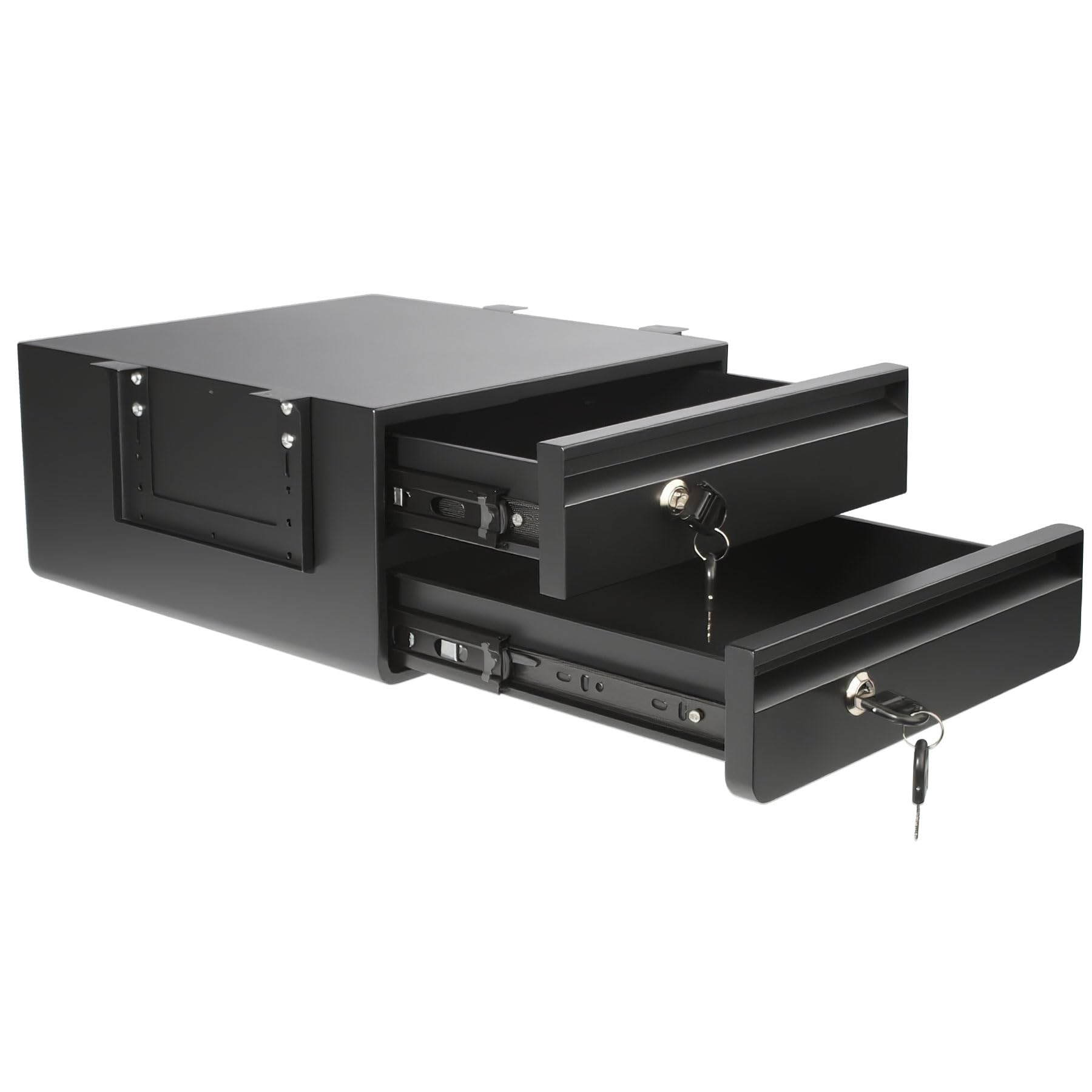 Photo 1 of 14.17" D Double Under Desk Drawer,Under Desk Pull out Storage Organizer with Lock and Keys,Adjustable Height, Metal Storage Drawer with Slide Extension Mounted Under Flat Wooden Table or Workbench