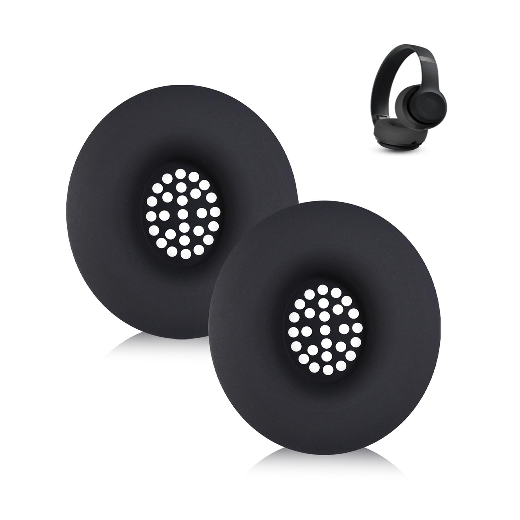 Aiivioll Replacement Earpad Covers for Beats Solo 4, Solo 3, Solo 2 Headphones, Soft and Comfortable Silicone Material, Shockproof and Drop-resistant, Sweat-proof and Dirt-resistant（BLACK)