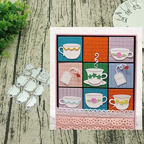 Bbl345dLlo Metal DIY Cutting Dies Embossing, Tea Cup Metal Cutting Dies DIY Scrapbooking Embossing Cards Album Craft Stencil - Silver