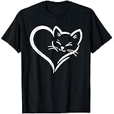 Cute Cat Heart - Cute Heart Cat Mom Women Girls Kids T-Shirt