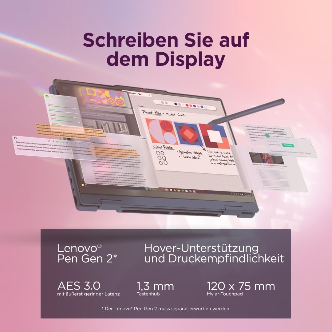 Lenovo IdeaPad 5 2in1 Laptop | 14" WUXGA Touch Display | AMD Ryzen 7 250 | 16GB RAM | 512GB SSD | AMD Radeon 780M | Windows 11 | QWERTZ | exkl. Farbe in Cosmic blau | 3 Monate Premium Care 5