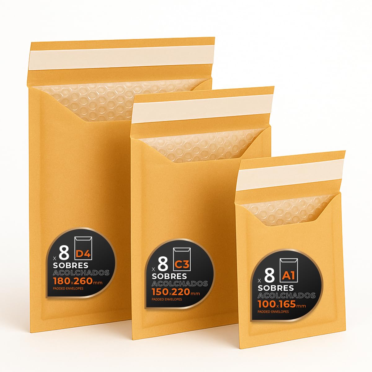 Ofituria 20 Padded Poly Bubble Paper Envelopes, Brown, Shipping Bags with Capacity to Hold Documents with a Maximum Surface of 100 x 165 mm