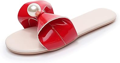 ladies red flip flops