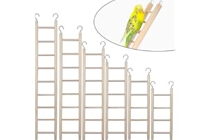 FBIRDY 6 Pcs Natural Wooden Bird Ladder Cage Toys Bird Toys Ladder Hanging Bird Ladder Climbing Toys for Parakeets Cockatiels Parrots and Small to Medium Birds (6 Pcs)