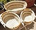 ShopOnNet RT450130-3 Handwoven Wicker Storage Basket Curve Pole Handle in Dual Brown and Sand (Set of 3)