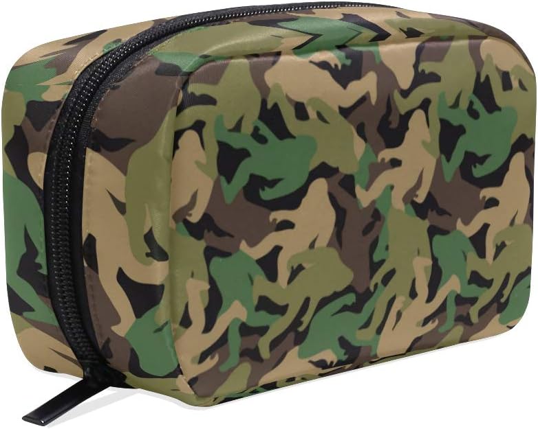 Bigfoot Camouflage Womens Toiletry Bag Travel Makeup Pouch Cosmetic Square Coin Purse