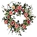 Nearly Natural 4802 Rose Wreath, 20-Inch, Peach,15