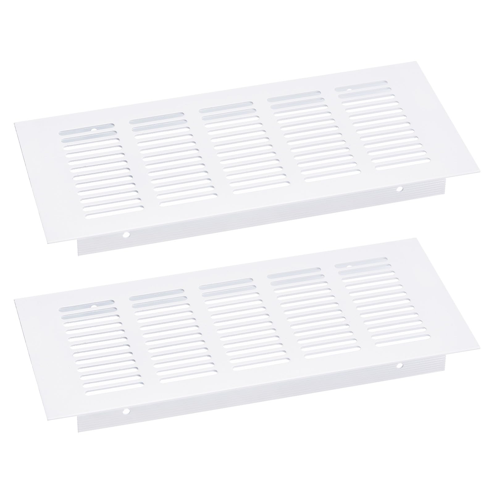 uxcell Air Vents Cover, 2Pcs 225 x 80mm - Aluminum Alloy Mesh Air Return Vent Cover, Rectangle Louvered Ventilation Grille for Shoe Cabinet Wardrobe (White)