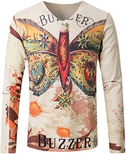 Amazon Richie Rosa 長袖 Tシャツ ロングスリーブ 秋物 メンズ カジュアル イラスト セピア アパレル 男性 オリジナル ブレスレット セット Dkg1952 Xl バタフライ Tシャツ カットソー 通販