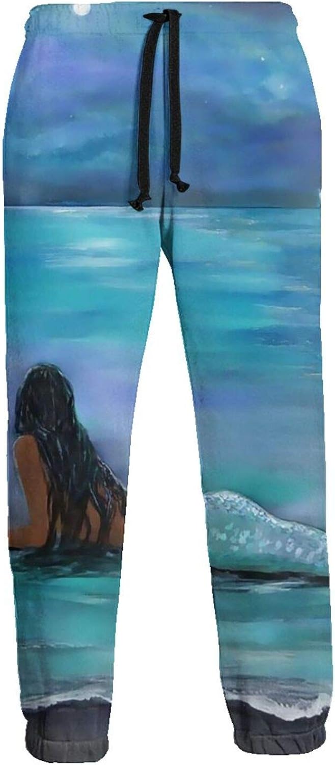Men's The Mermaid on her Stomach Athletic Sweatpants, Close Bottom