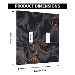 Pznen Black Marble 2-Gang Wall Plate Black Gold