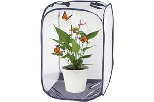 Antoll 24" M Size Blue Butterfly Habitat Cage, Monarch Butterfly Habitat, Butterfly Cage for Caterpillars, Flying Insect Mesh Cage, Outdoor Observation Plant, Pop-Up Open Size: 16"x16"x24"