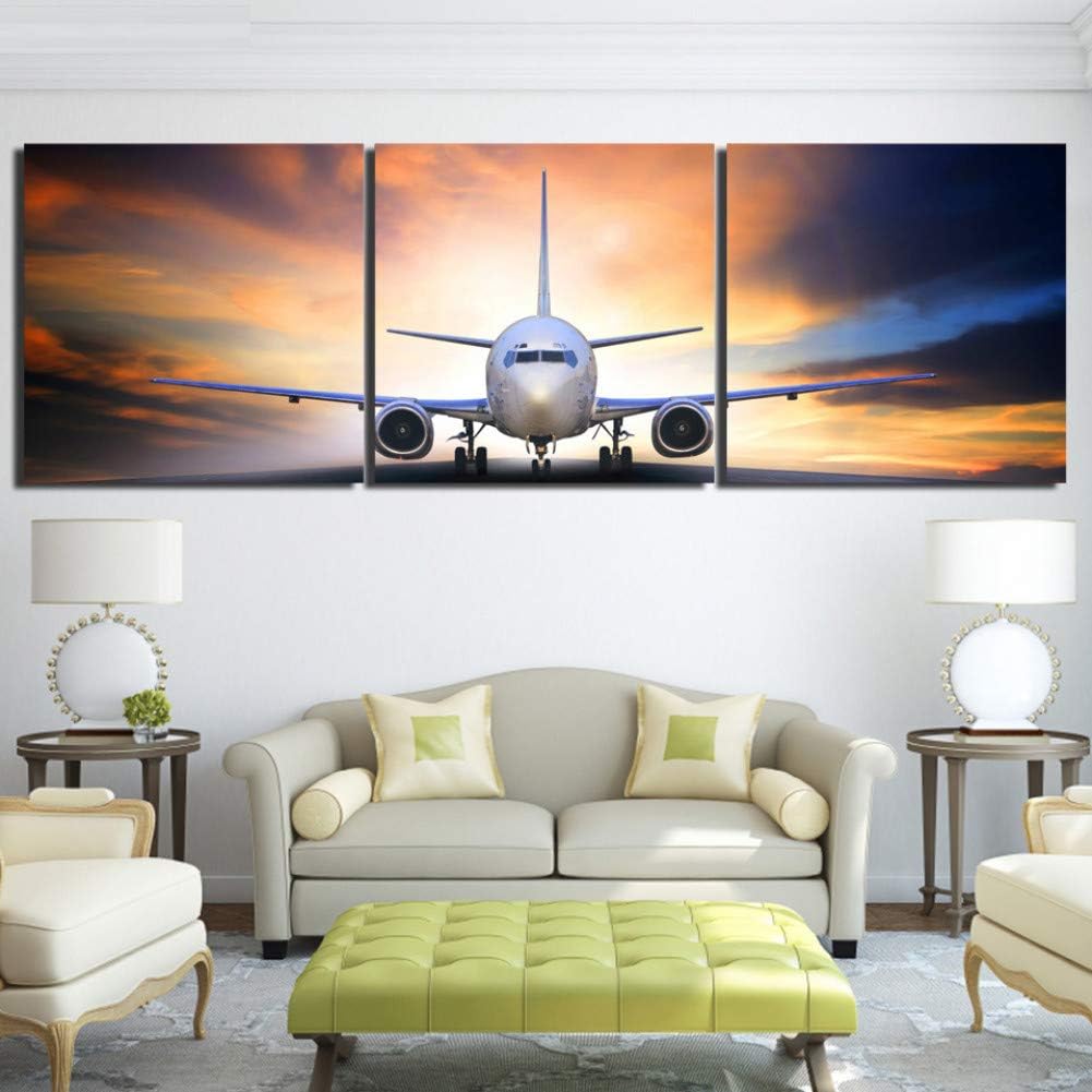 Zxcvwy 3 Panels Canvas Art Airplane Take Off Plane Canvas Painting Posters And Prints Decor Wall Pictures Aircraft Amazon Co Uk Kitchen Home