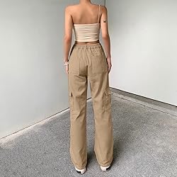 QYANGG High Waist Cargo Pants Women Stretch Baggy