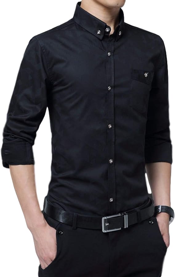 Men's Formal Long Sleeve Shirt, Thin Slim Printed Casual Fashion Large Size Amazon.ca Clothing