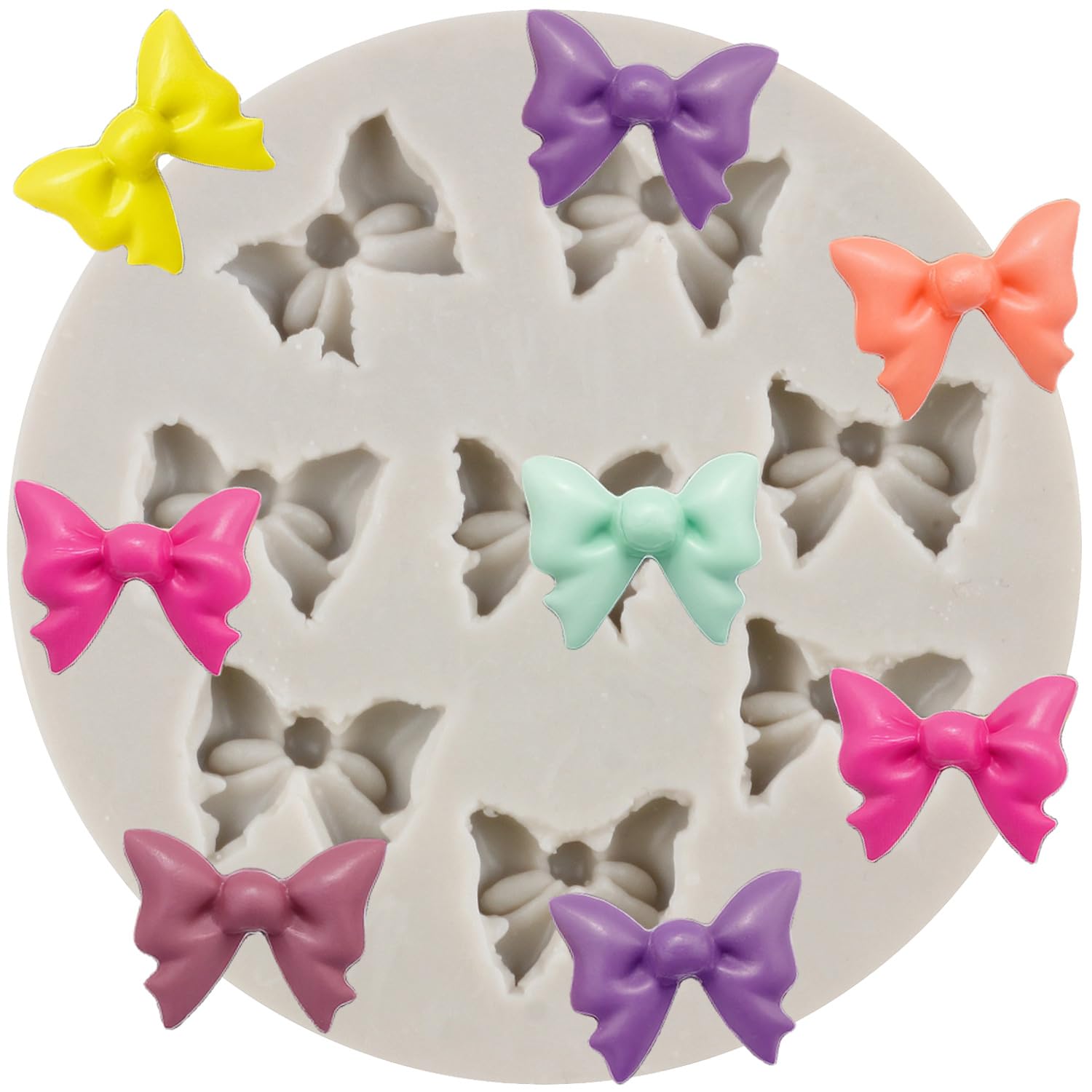 MYPRACS Mini Bows Silicone Fondant Mould Sugar Candy Cake Pop Bow Craft Moulds for Cake Decorating Cupcake Topper Polymer Clay Candy Chocolate Gum Paste Set of 1