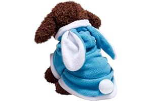 NACOCO Dog Bunny Costume Christmas Cat Halloween Rabbit Winter Hoodie Easter Pet Soft Fleece Bunny Outfit with Hood for Small Dogs Puppies Cats (S, Blue)