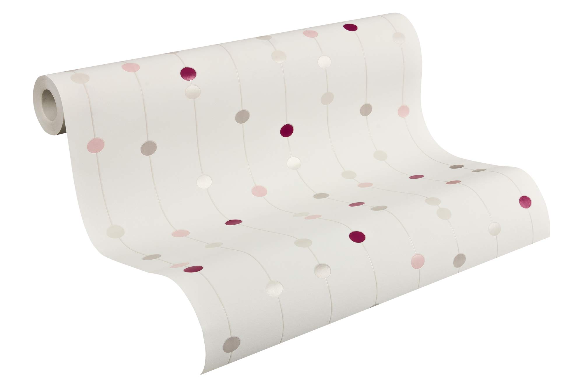 A.S. Création Non-Woven Life Wallpaper with Dots 10.05 m x 53 cm Beige Red White Made in Germany 208514 2085-14, 10.05 x 0.53 m