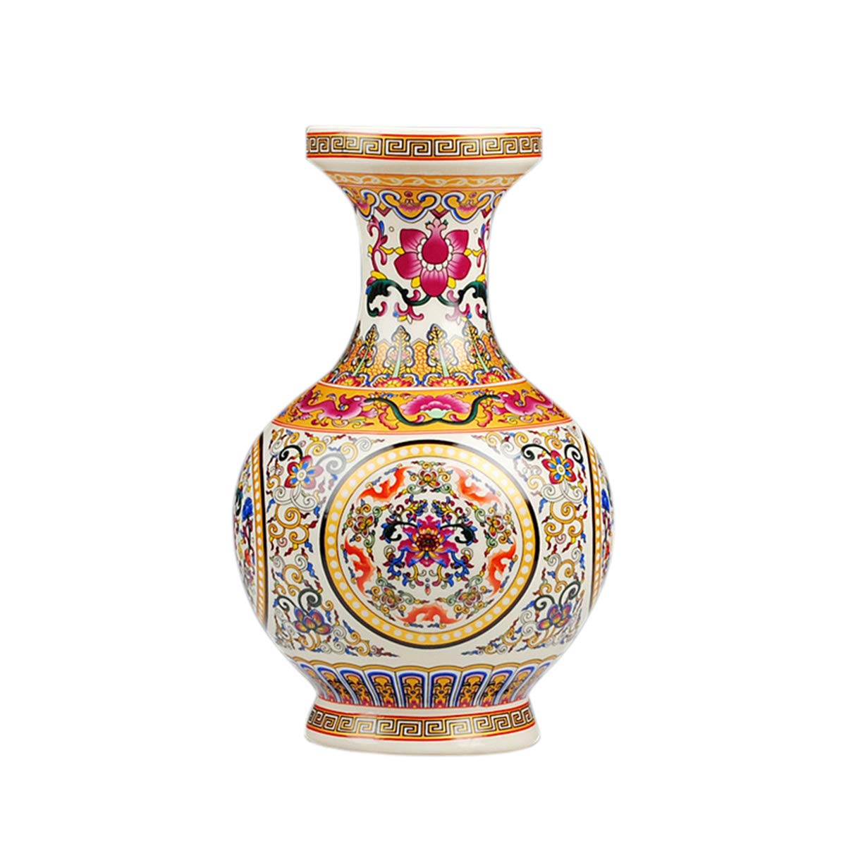 fanquare Jingdezhen Ceramic Flower Vase, Handmade Porcelain Decorative Vase for Centerpieces, Height 25cm