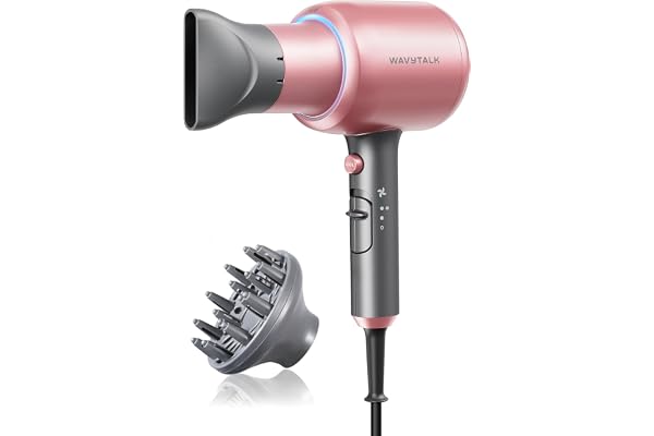 Wavytalk Hair Dryer with Diffuser, Blown Away Ionic Hair Dryer for Curly Hair, 1875W Fast Drying Blow Dryer with Ceramic Tech