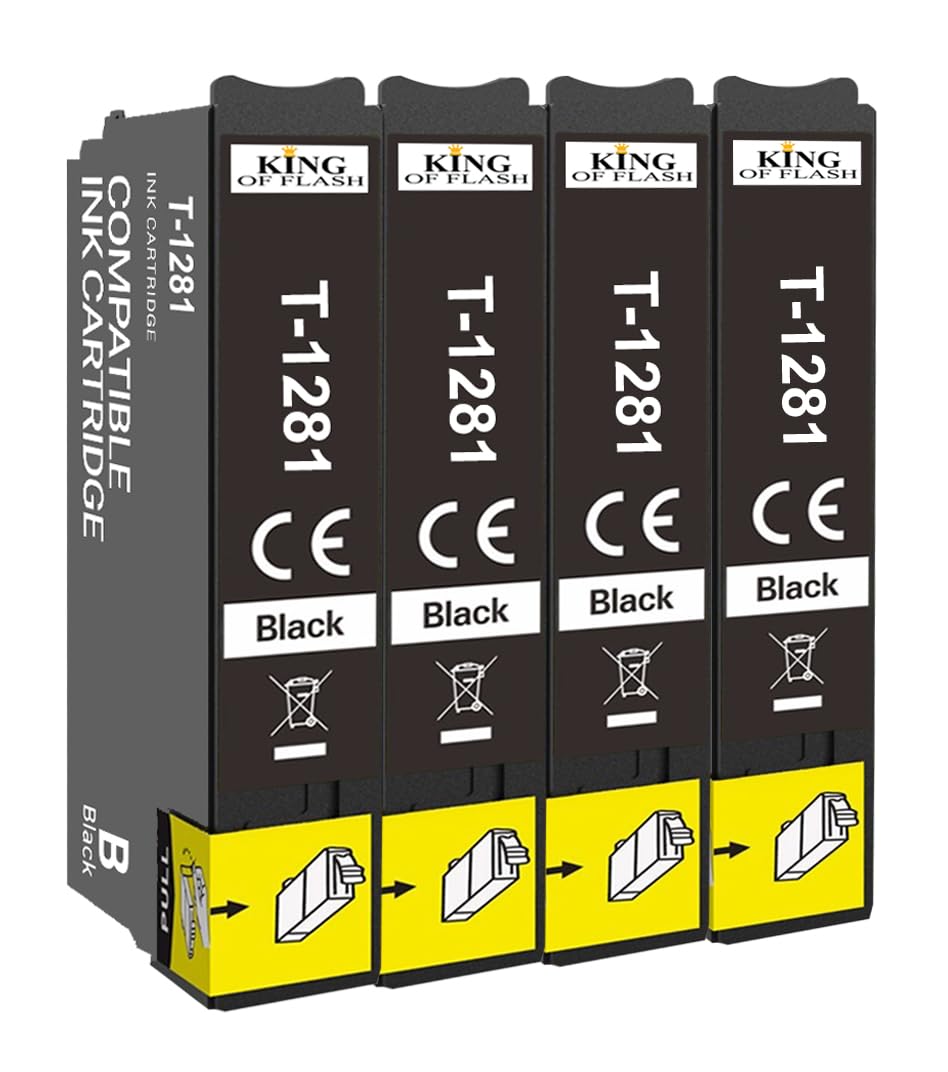 KING OF FLASH Replacement for Epson T1281 T1282 T1283 T1284 T1285 Ink Cartridges Compatible for Epson Stylus SX125 SX235W SX130 S22 SX445W SX438W SX435W SX425W