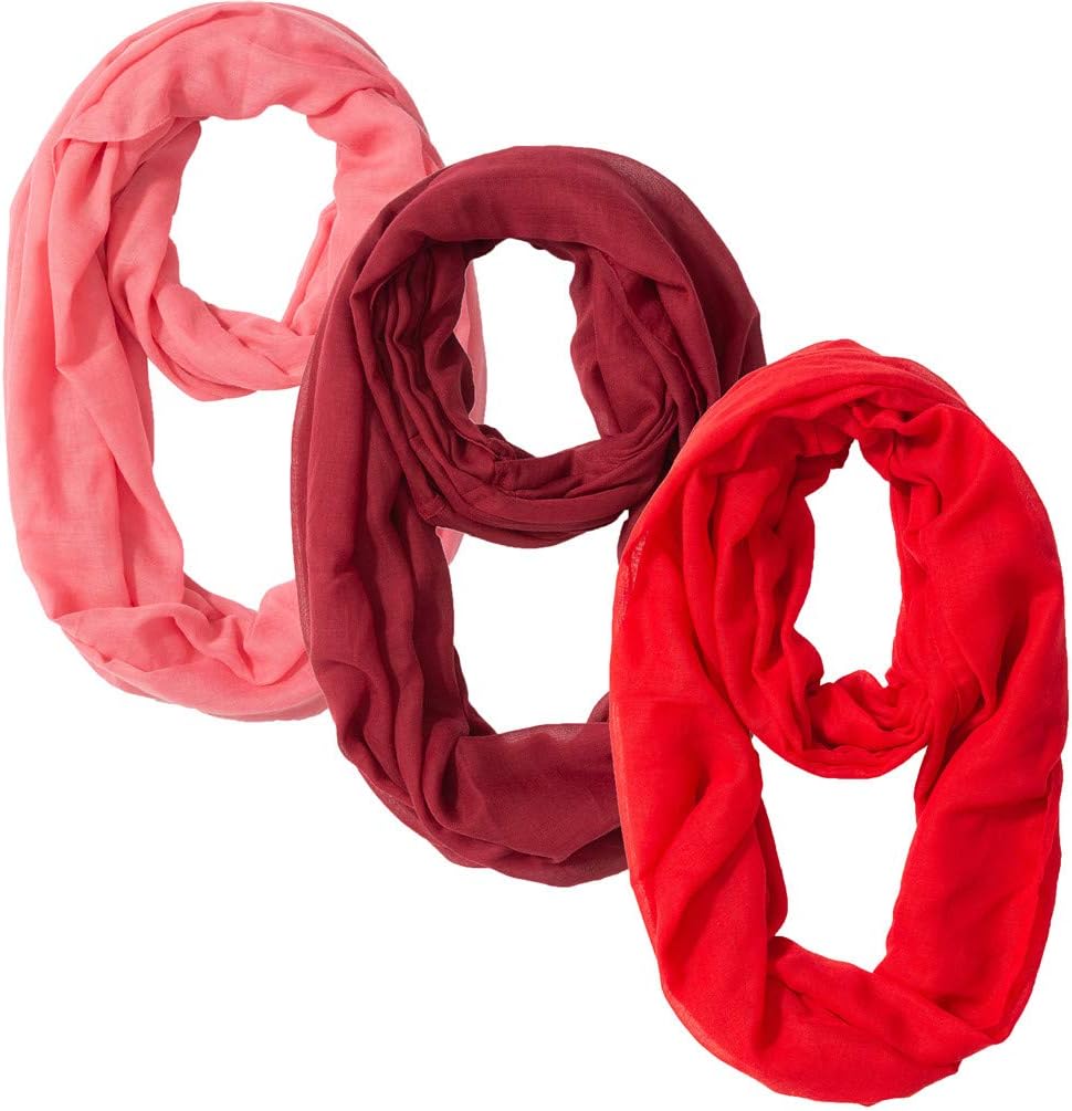 Womens Lightweight Plain Infinity Scarf Oblong Scarfs Solid Color All Season