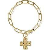 James Michelle Chunky Cross Chain Bracelet for Women – 3-Year Color Guarantee – Waterproof, Non-Tarnish, Hypoallergenic, Gold PVD Coated – Great for Beach, Wedding, Gifts – 7.5” Length