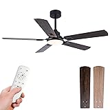 DELIHUA 52 Inch Black Ceiling Fans with Lights and