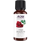 NOW Essential Oils, Rose Absolute, 5% Blend of Pure Rose Absolute Oil in Pure Jojoba Oil, Romantic Aromatherapy Scent, Vegan, Child Resistant Cap, 1-Ounce