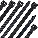 120lb Zip Ties Heavy Duty, 16" x 0.3" Ultra Strong Black Plastic Tie Wraps, Superior Tensile Strength, EANINNO 100 Pack Self 