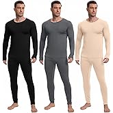 Patelai 3 Sets Men's Thermal Underwear Long Underwear Base Layer with Fleece Lined for Winter Cold Weather